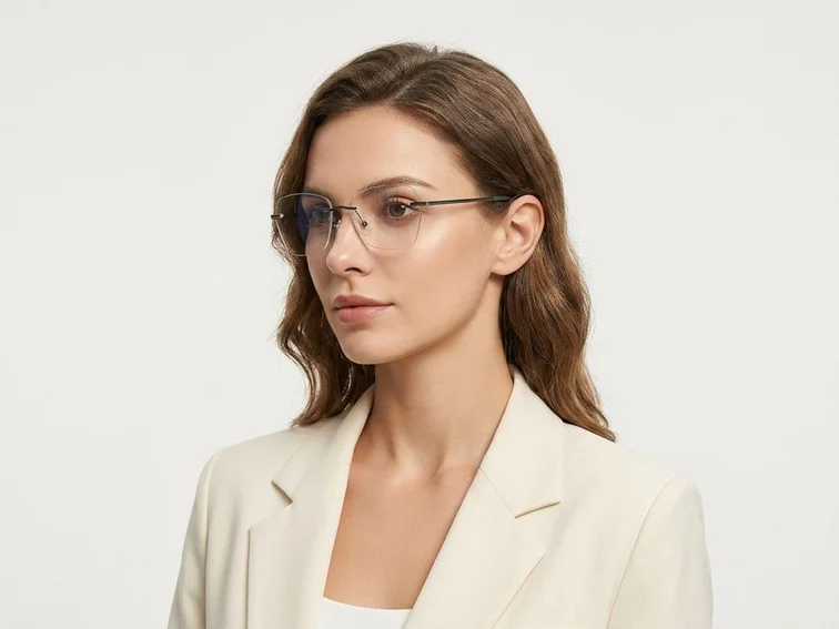 Invisible Green Metal Glasses #BS2012-3369