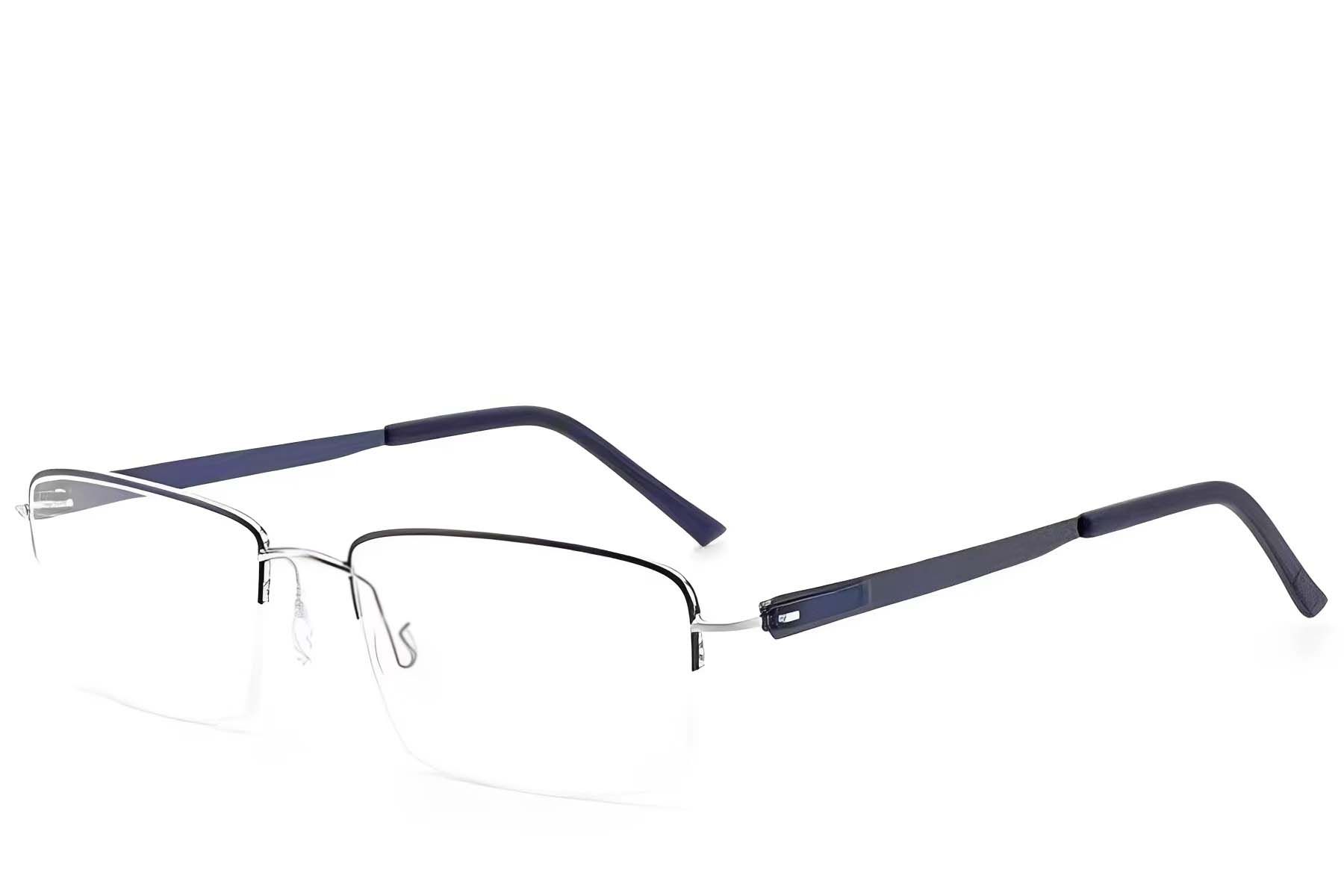 Semi-rimless Blue Metal Glasses #BS2012-3374