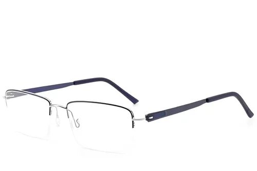 Lunettes semi-cerclées en métal bleu #BS2012-3374