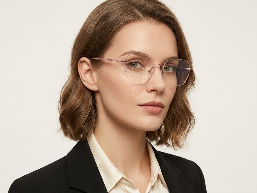 Gafas invisibles de metal rosa #BS2012-3388