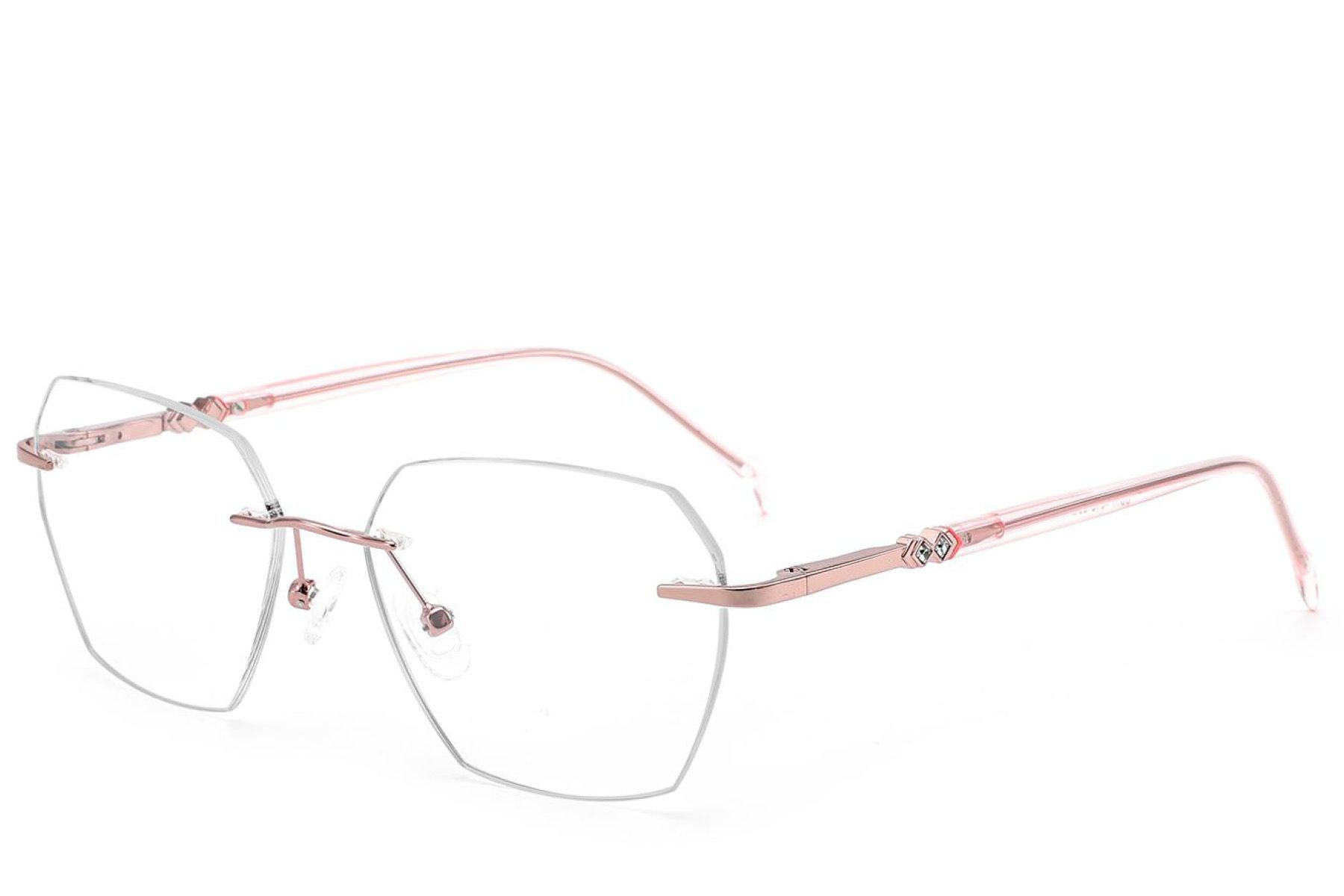 Invisible Pink Metal Glasses #BS2012-3388