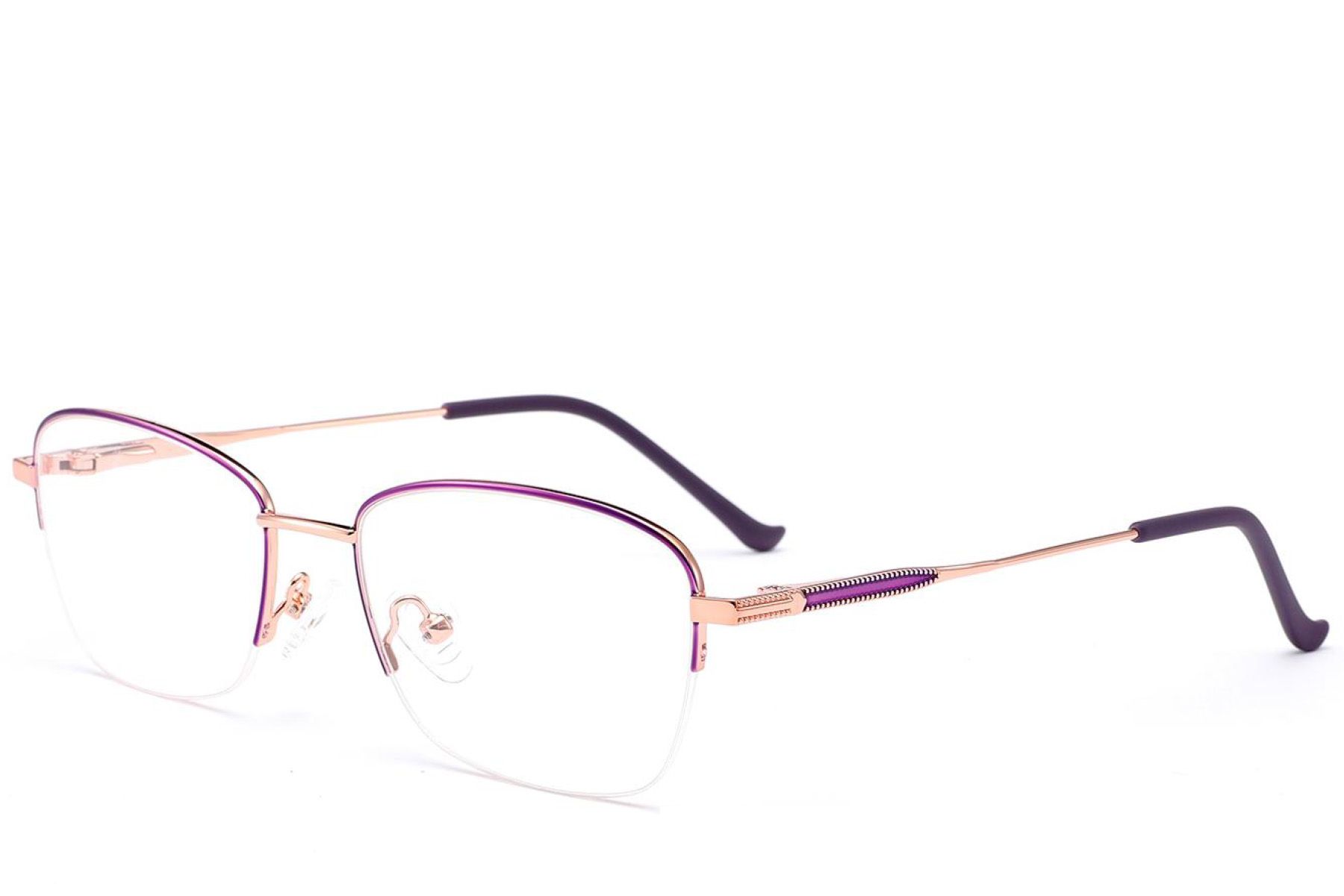 Semi-rimless Purple Metal Glasses #BS2012-3420