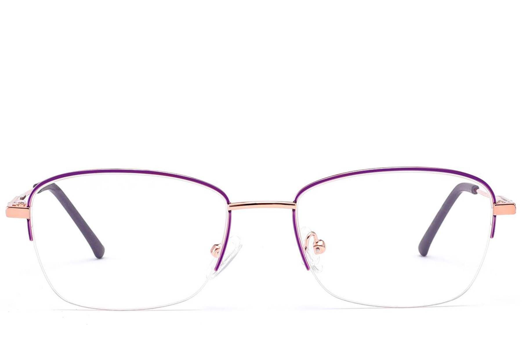 Gafas de metal morado con montura semi al aire #BS2012-3420
