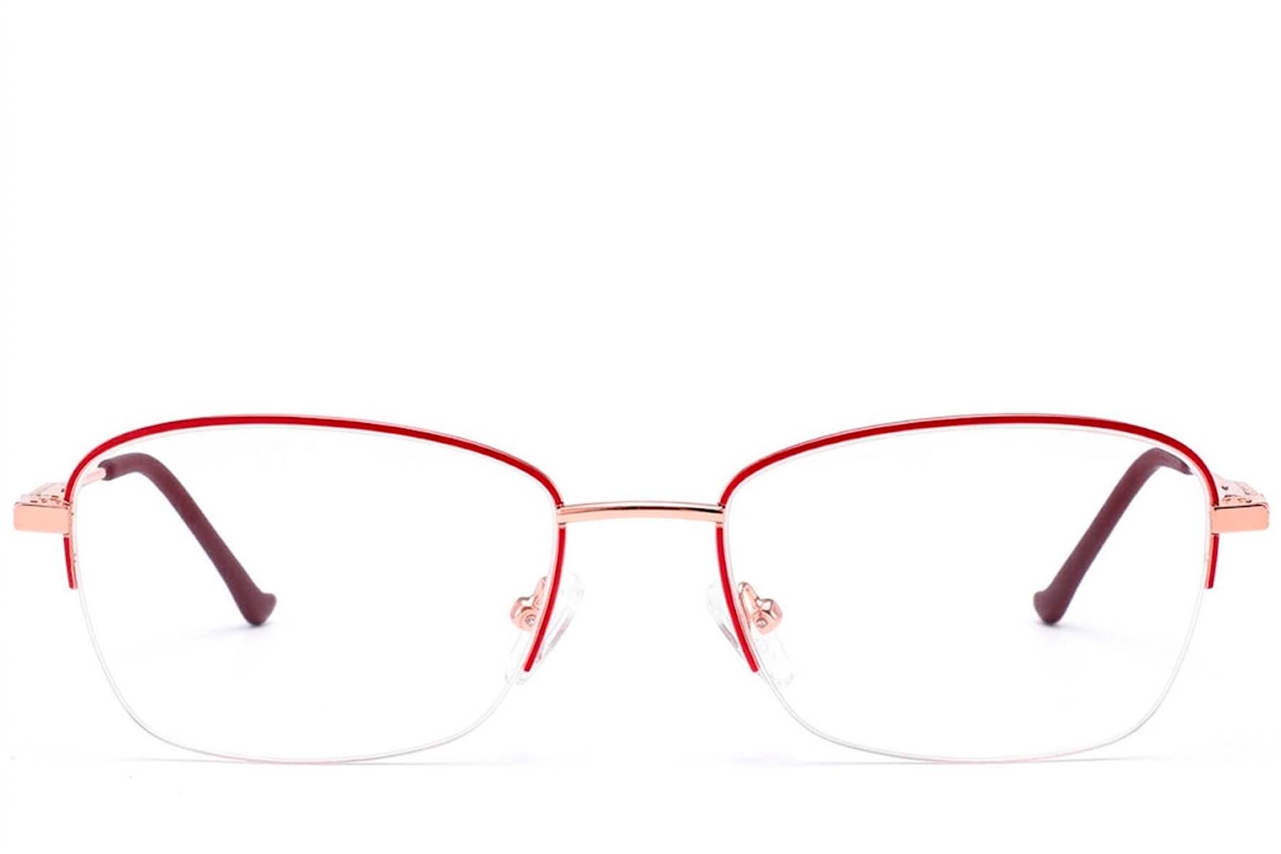 Gafas de metal rojo con montura semi al aire #BS2012-3421