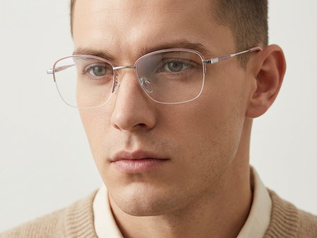 Gafas de metal rosa semi al aire #BS2012-3422