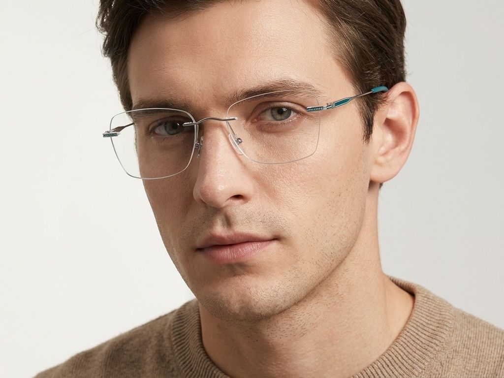 Invisible Green Metal Glasses #BS2012-3427