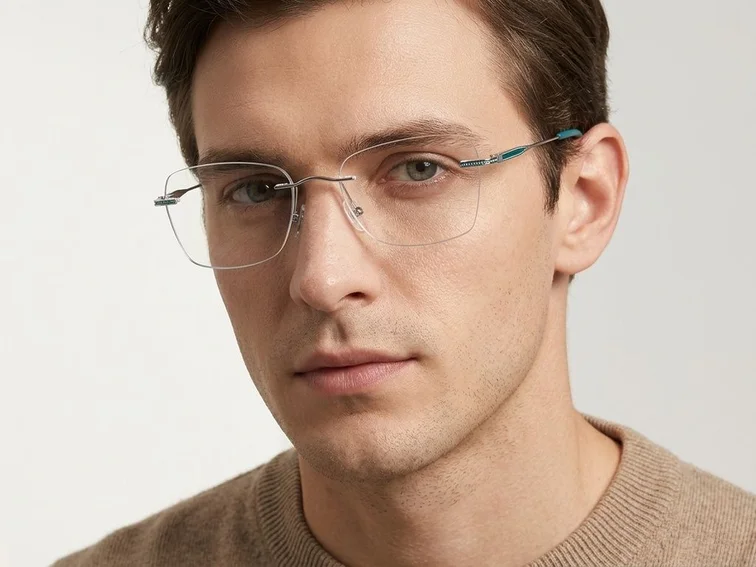 Invisible Green Metal Glasses #BS2012-3427