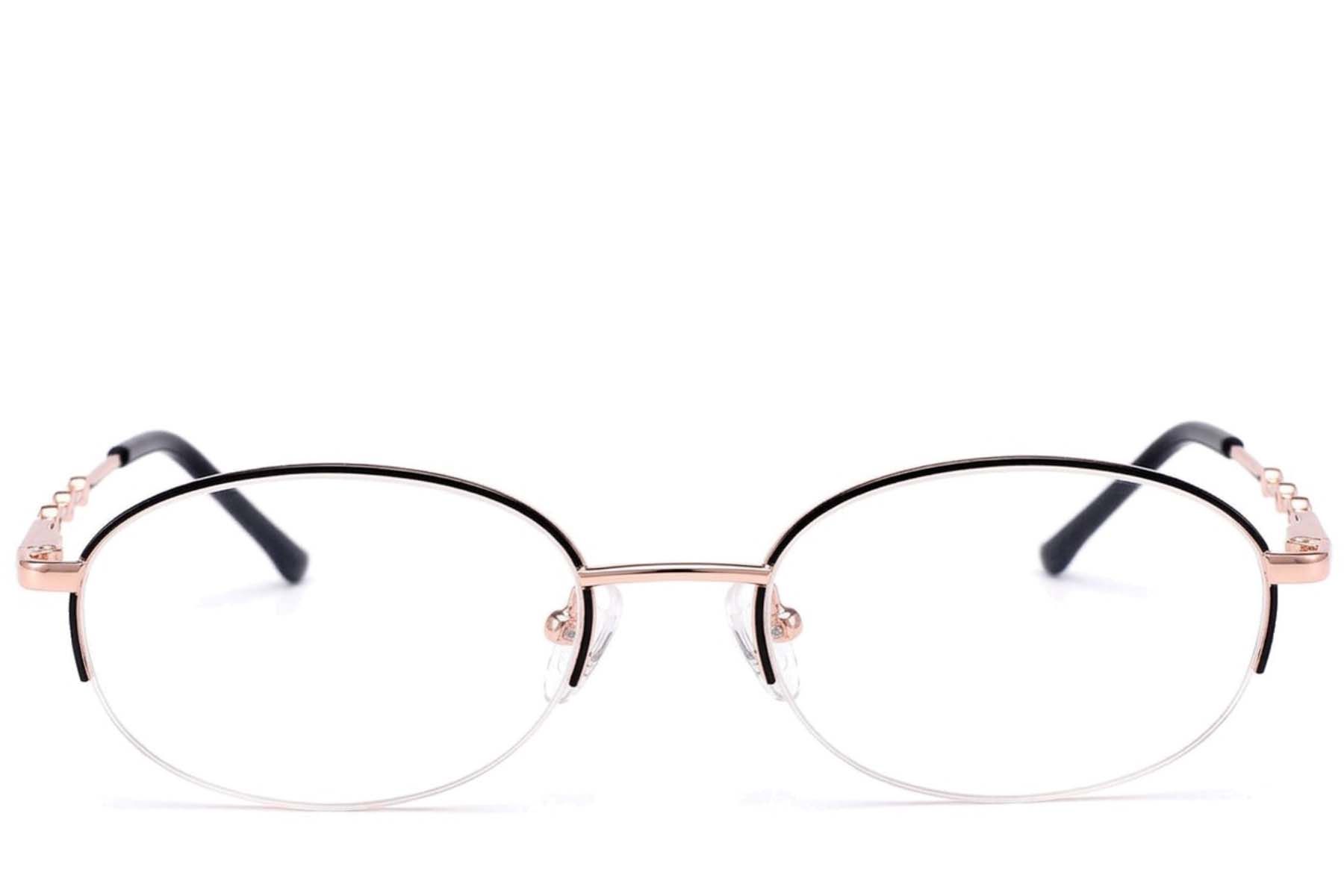 Gafas de metal negro con montura semi al aire #BS2012-3433