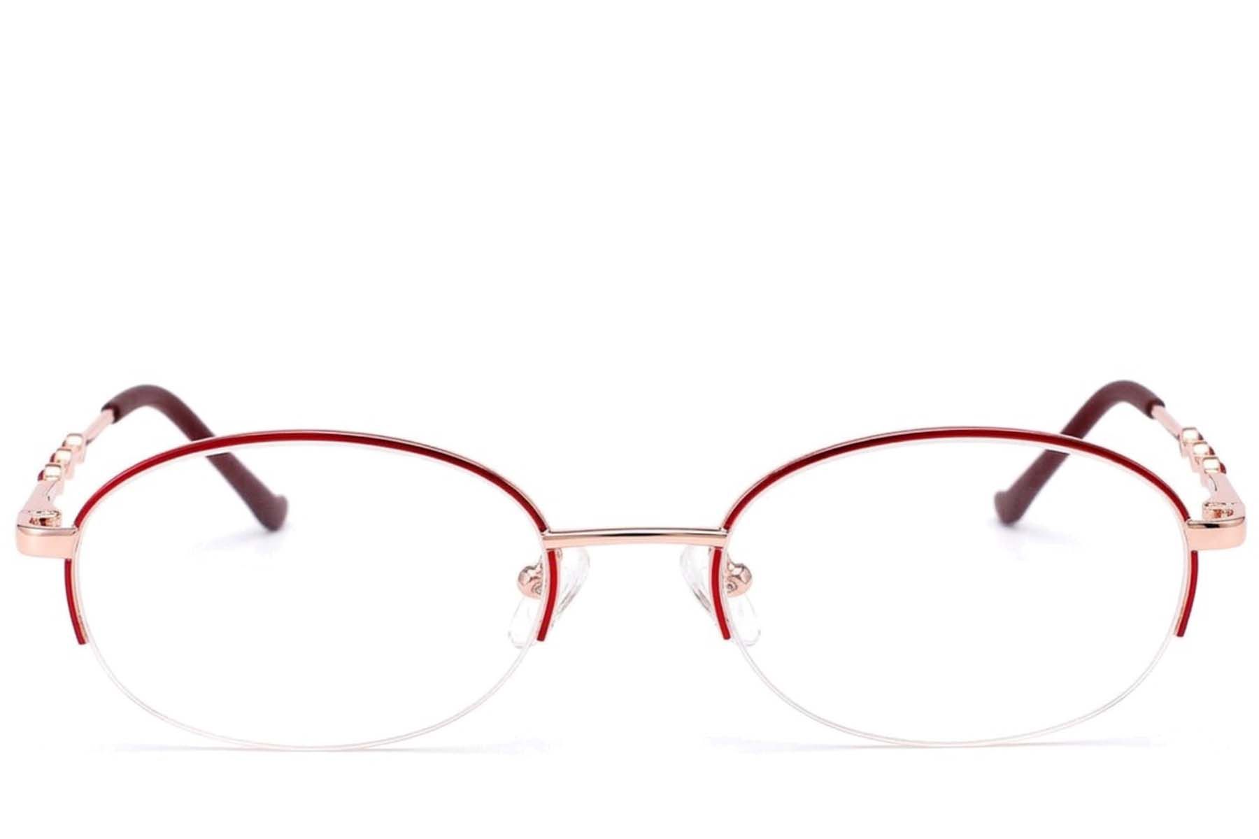 Gafas de metal rojo con montura semi al aire #BS2012-3434