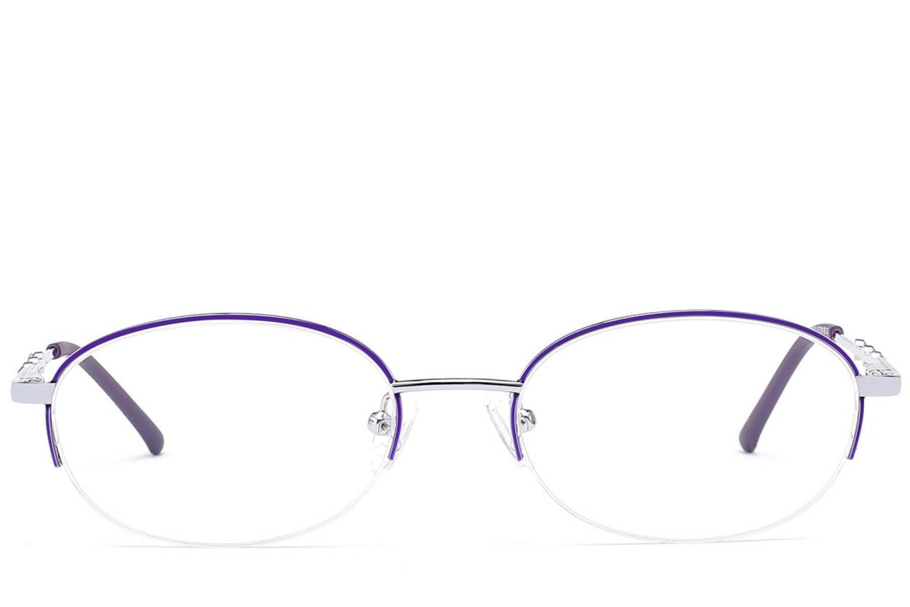 Gafas de metal morado con montura semi al aire #BS2012-3437