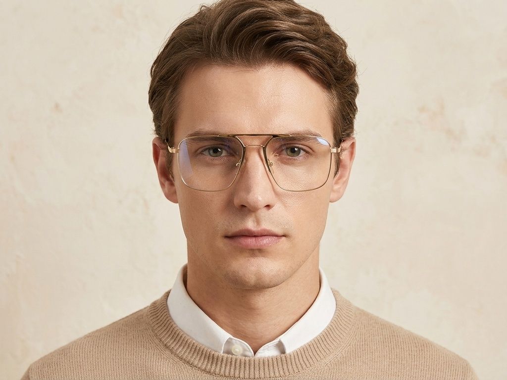 Aviator-Brille aus goldenem Metall #BS2012-3452
