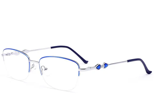Lunettes semi-cerclées en métal bleu #BS2012-3455