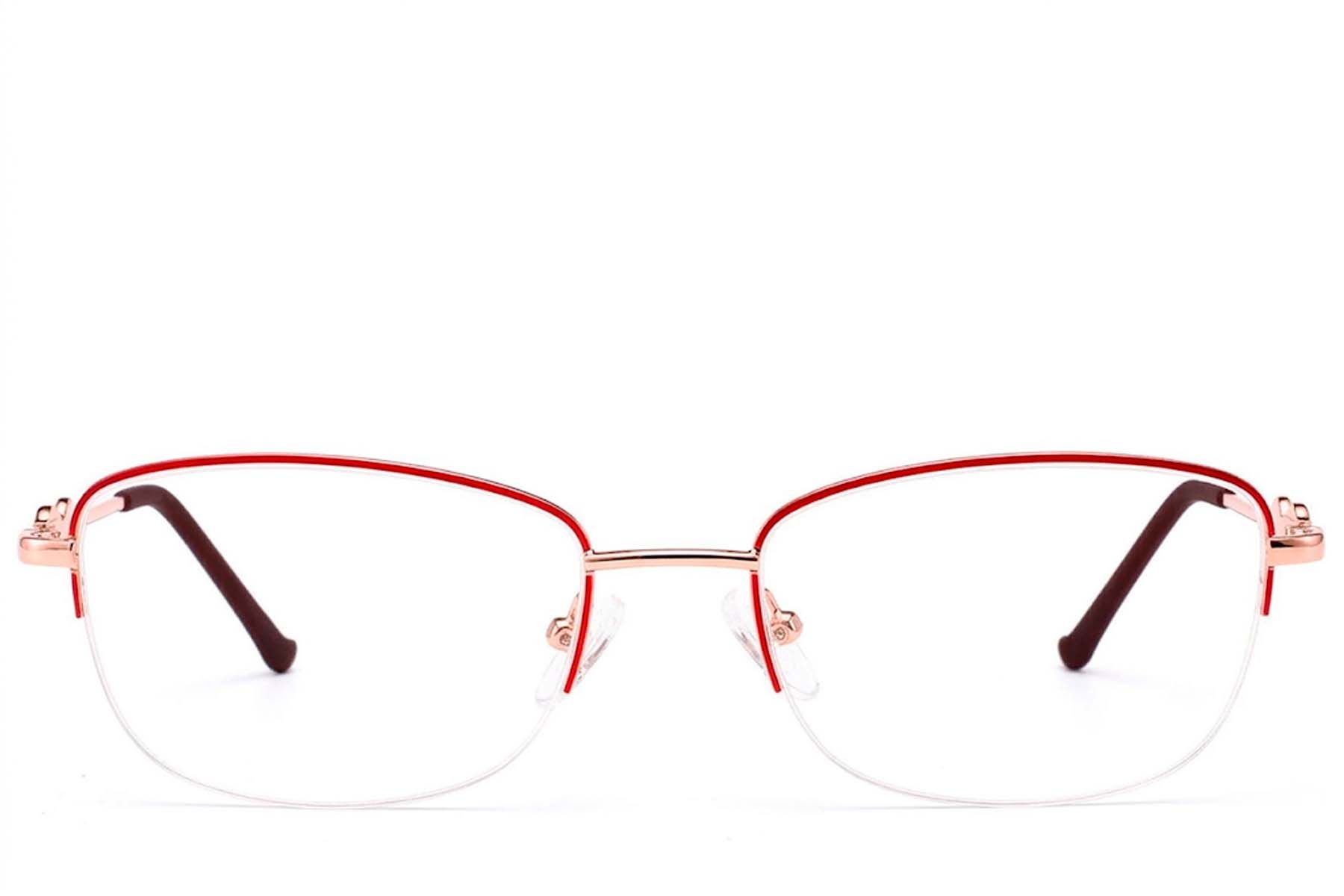 Gafas de metal rojo con montura semi al aire #BS2012-3456