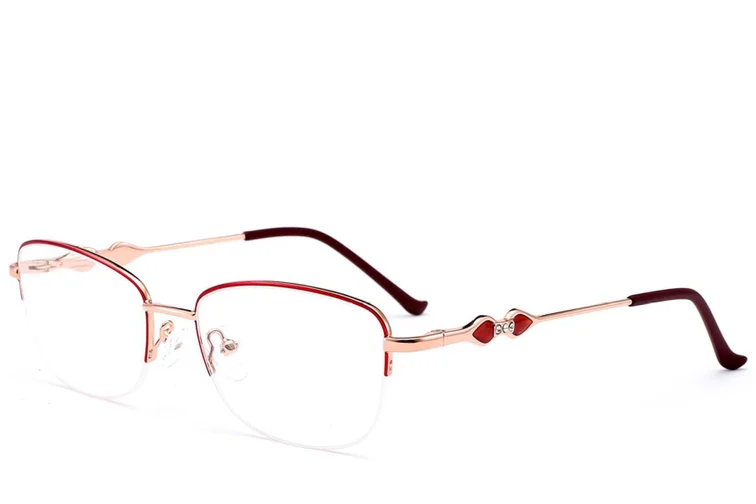 Semi-rimless Red Metal Glasses #BS2012-3456