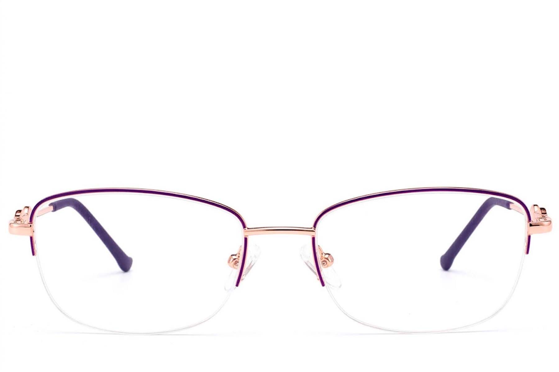 Gafas de metal morado con montura semi al aire #BS2012-3457