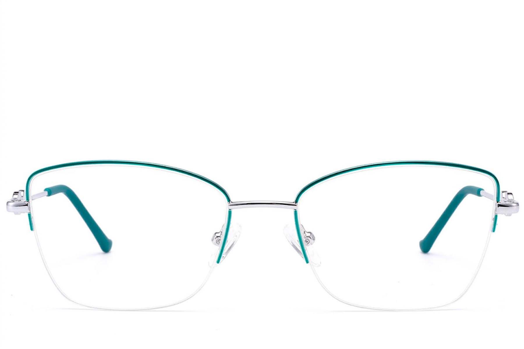 Gafas de metal verde semi al aire #BS2012-3459