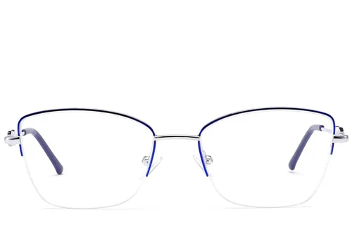 Lunettes semi-cerclées en métal bleu #BS2012-3460