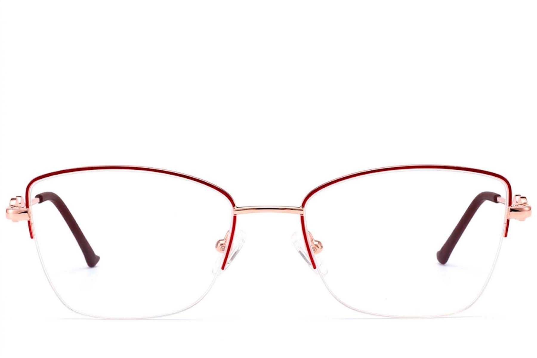 Gafas de metal rojo con montura semi al aire #BS2012-3461