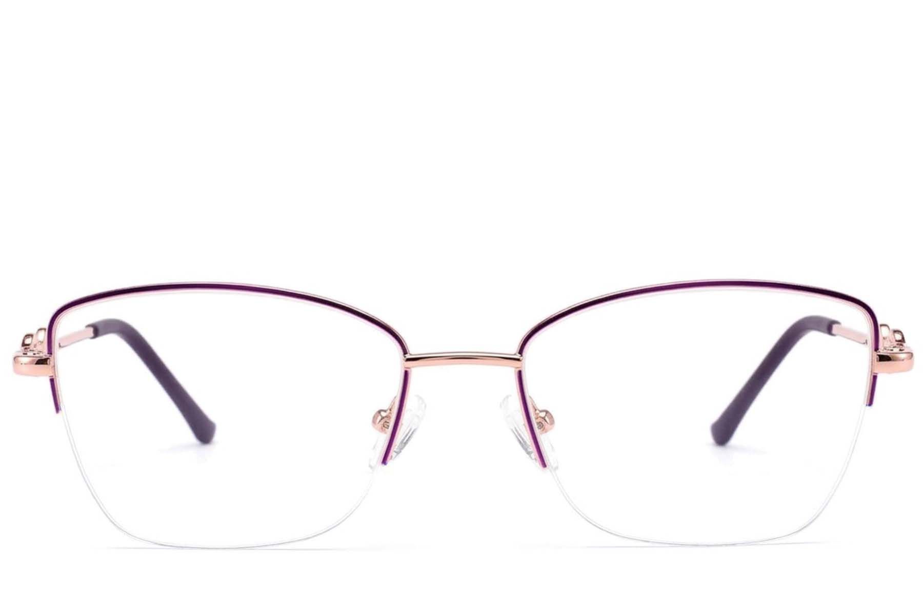 Gafas de metal morado con montura semi al aire #BS2012-3462