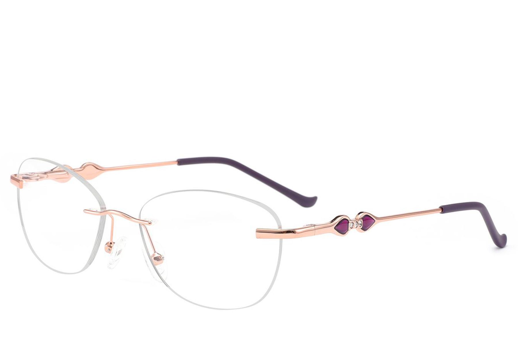 Invisible Pink Metal Glasses #BS2012-3472