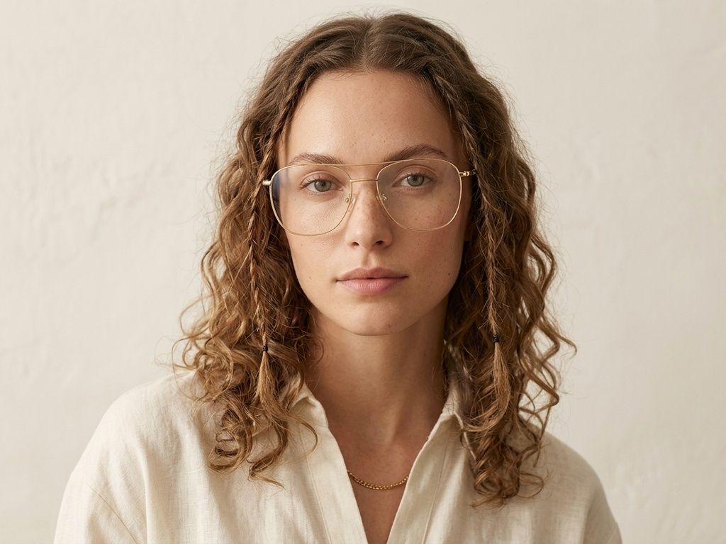 Aviator-Brille aus goldenem Metall #BS2012-3475