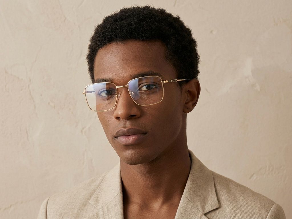 Rectangular Golden Metal Glasses #BS2012-3479