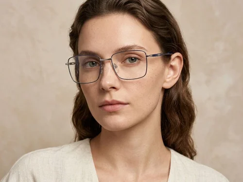 Lunettes rectangulaires en métal bleu #BS2012-3482