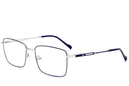Lunettes rectangulaires en métal bleu #BS2012-3482