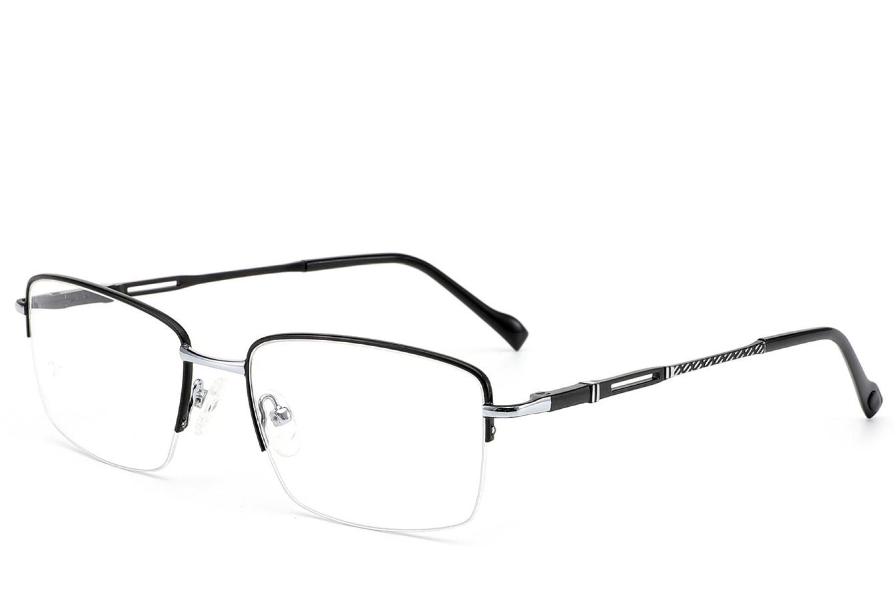 Halbrandlose schwarze Metallbrille #BS2012-3483