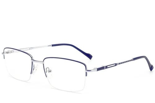 Lunettes semi-cerclées en métal bleu #BS2012-3484