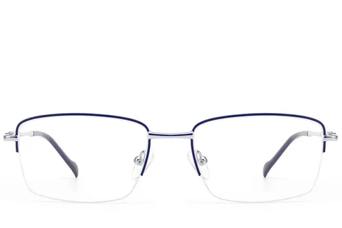 Lunettes semi-cerclées en métal bleu #BS2012-3484