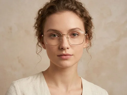 Lunettes rectangulaires en métal doré #BS2012-3509