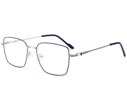 Lunettes rectangulaires en métal bleu #BS2012-3510