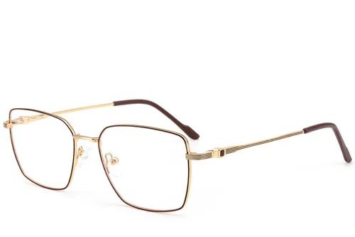 Lunettes rectangulaires en métal brun #BS2012-3512