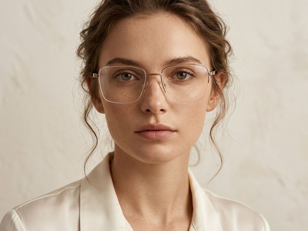 Semi-rimless Golden Metal Glasses #BS2012-3513