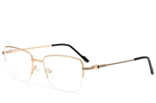 Lunettes semi-cerclées en métal doré #BS2012-3513