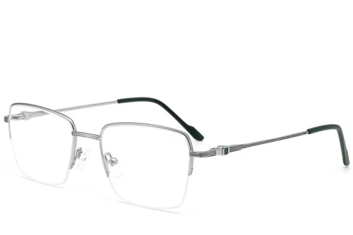 Lunettes semi-cerclées en métal argenté #BS2012-3515