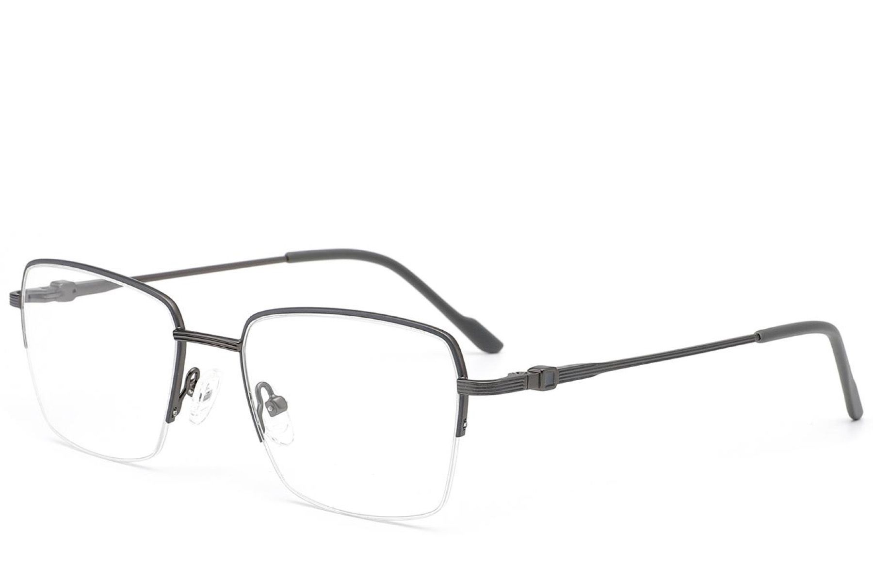 Semi-rimless Grey Metal Glasses #BS2012-3516