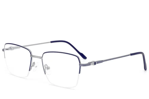 Lunettes semi-cerclées en métal bleu #BS2012-3517