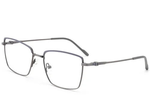Lunettes rectangulaires en métal gris #BS2012-3522