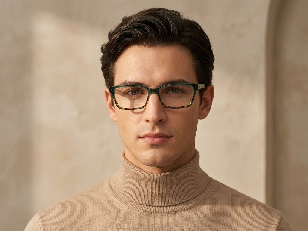 Rectangular Green Acetate Glasses #BS2012-3545