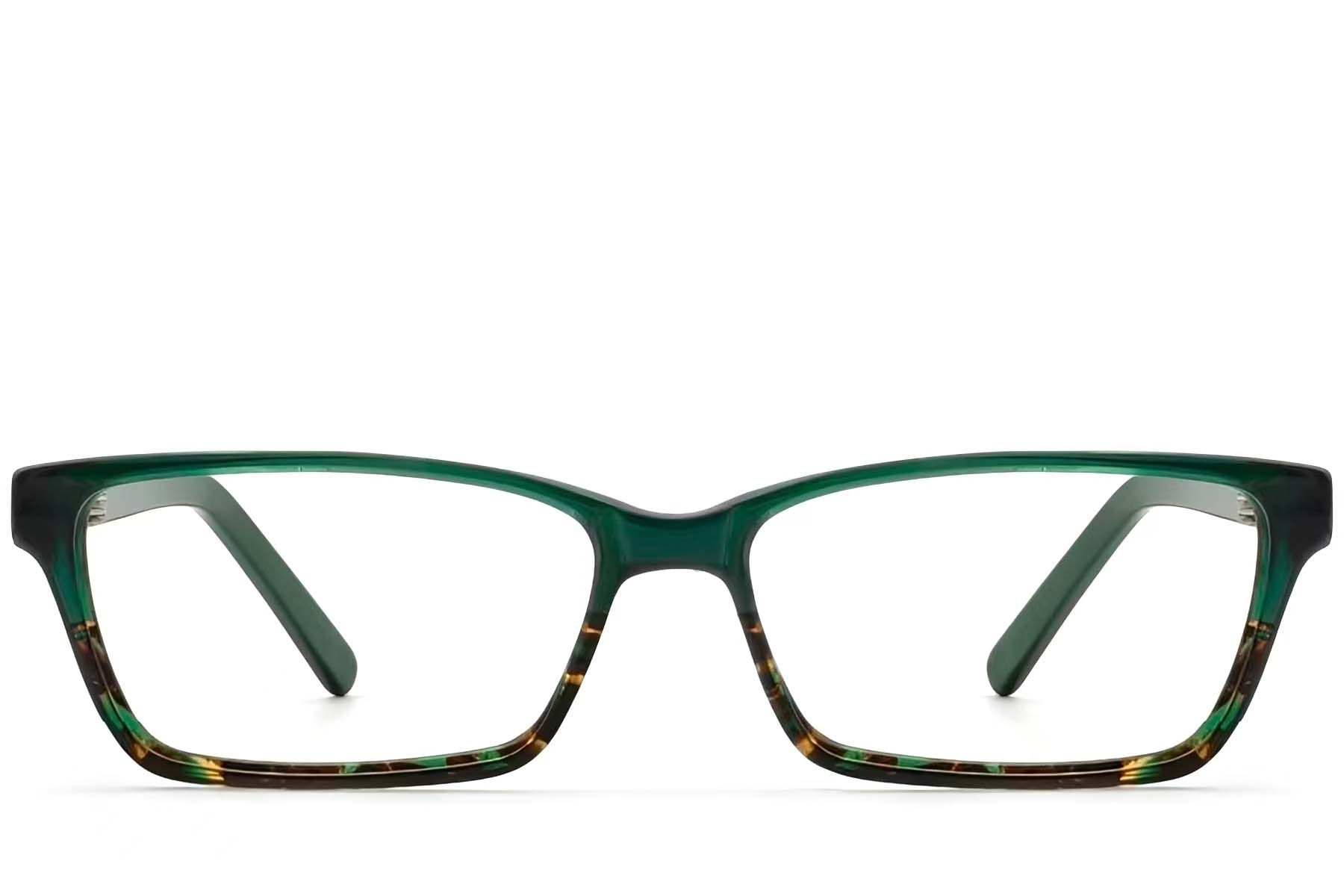 Rectangular Green Acetate Glasses #BS2012-3545