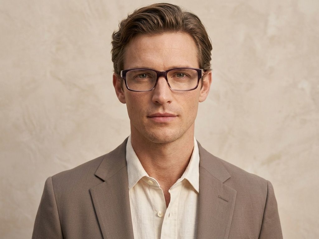 Rectangular Brown Acetate Glasses #BS2012-3552