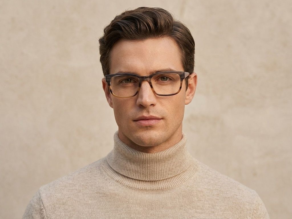 Rectangular Brown Acetate Glasses #BS2012-3585