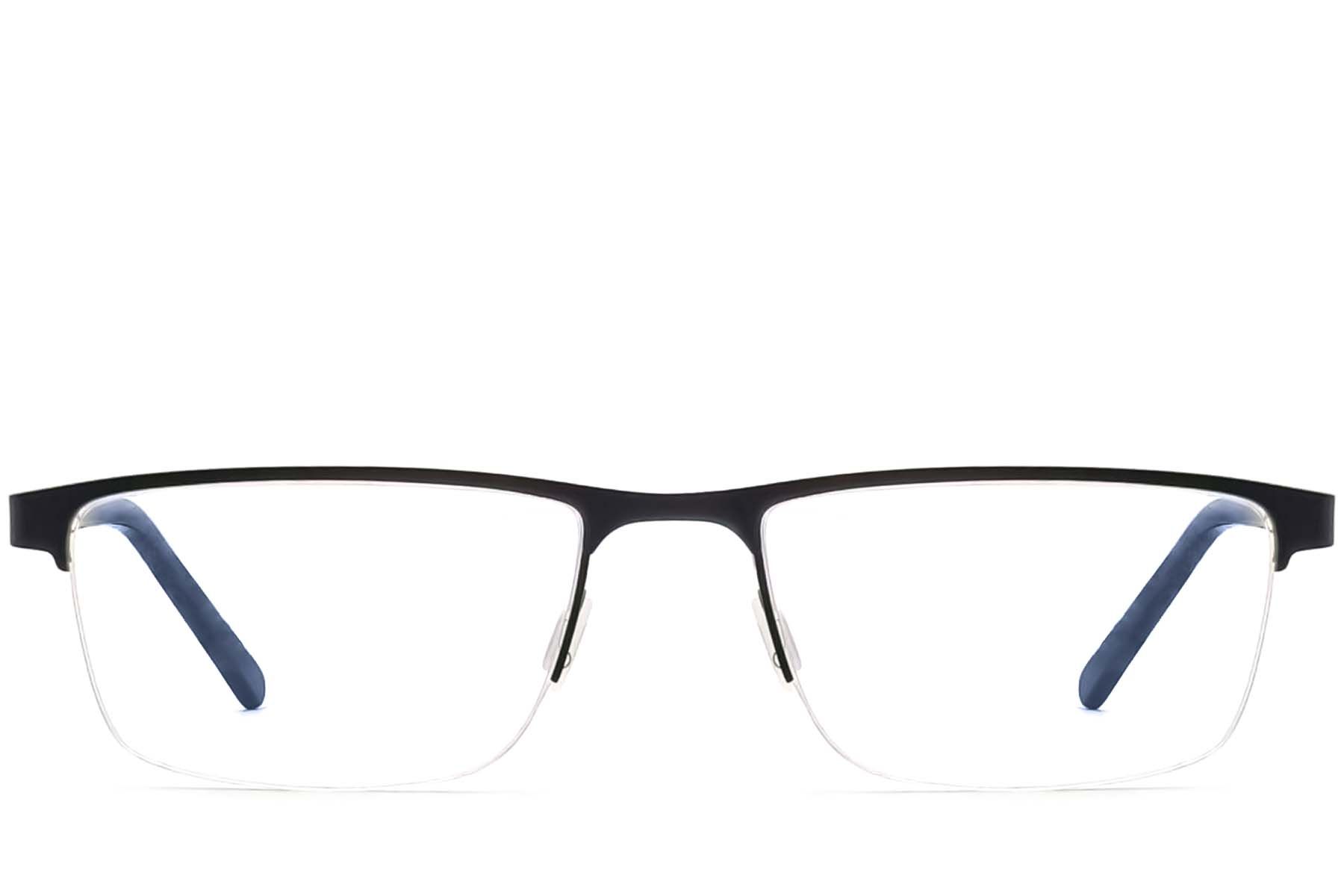 Semi-rimless Black Metal Glasses #BS2012-3603