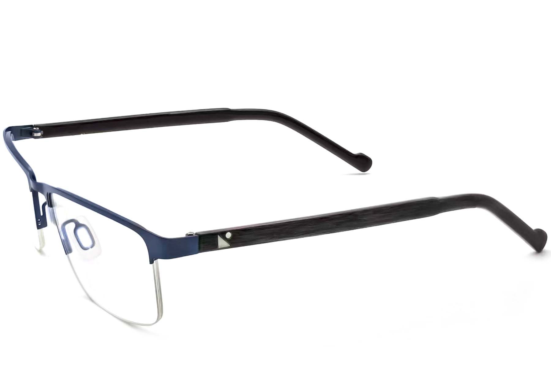 Semi-rimless Blue Metal Glasses #BS2012-3604