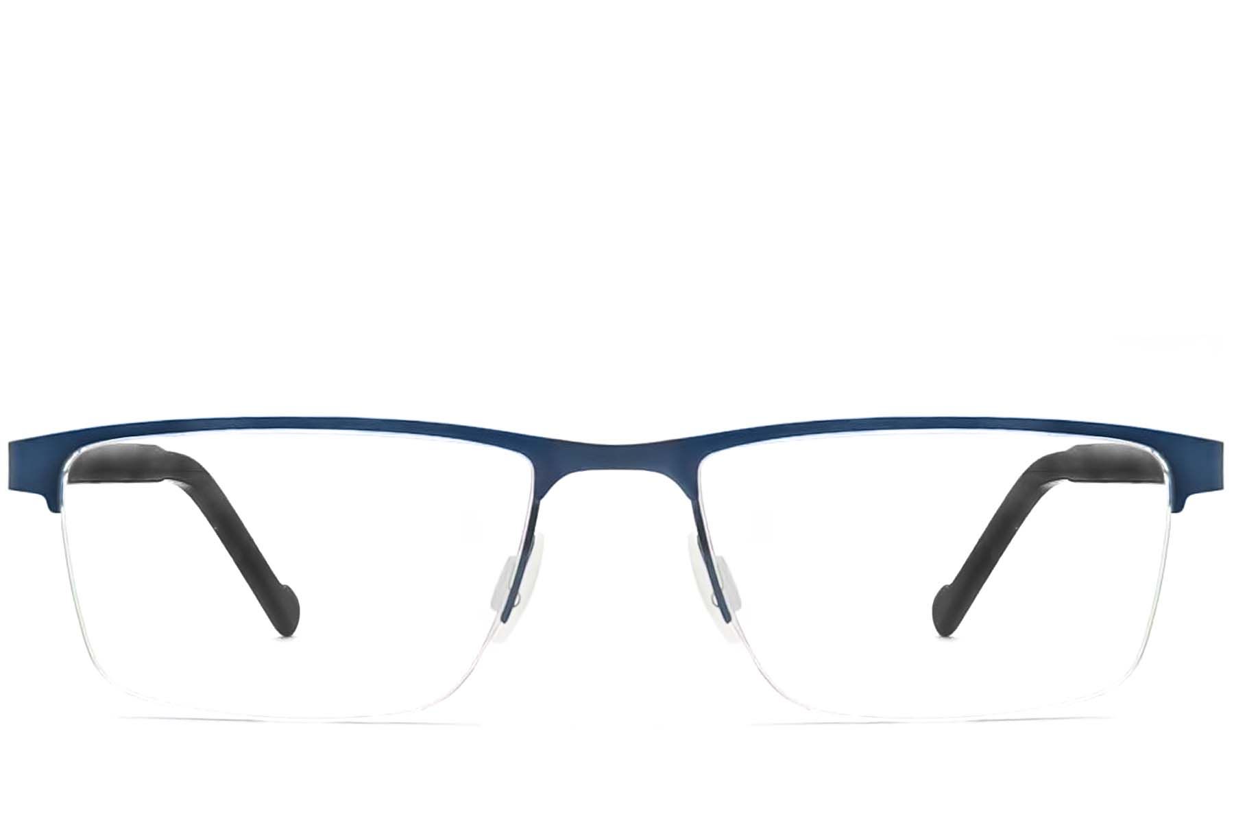Semi-rimless Blue Metal Glasses #BS2012-3604