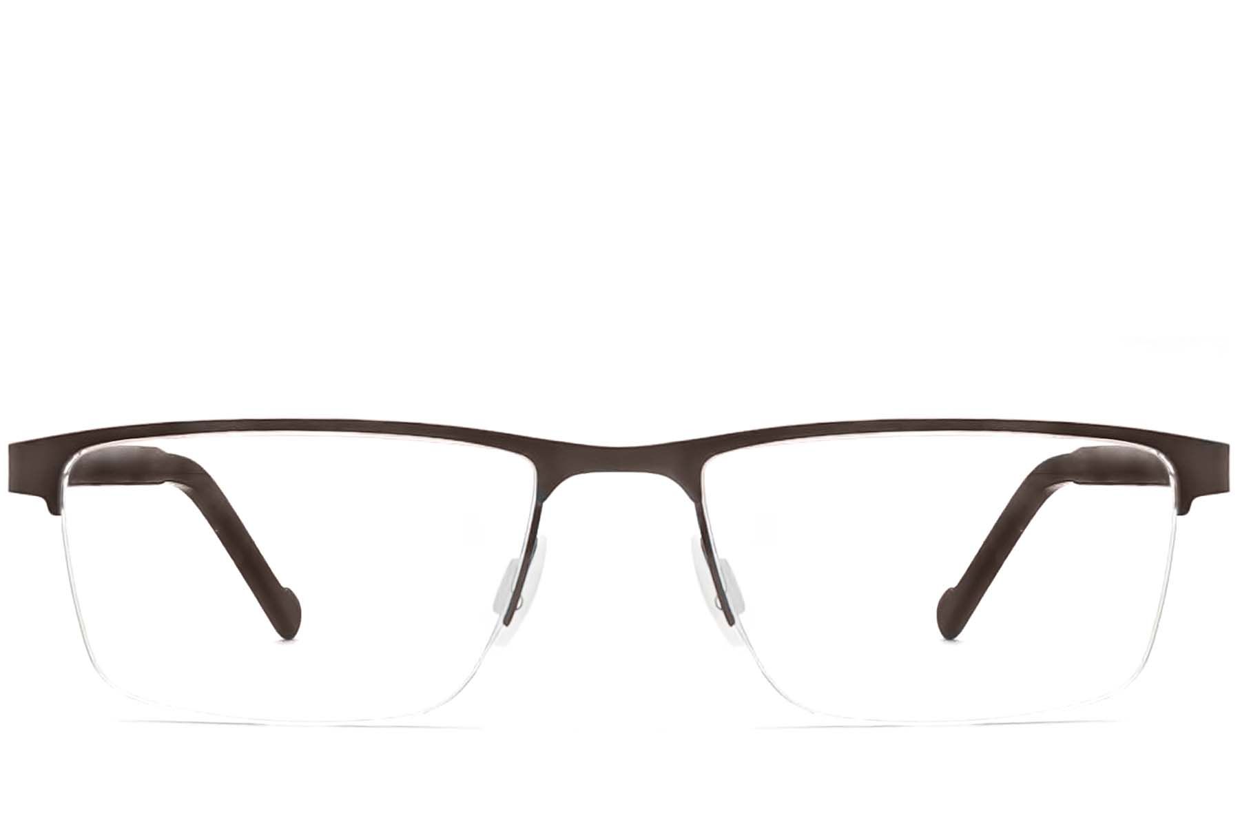 Semi-rimless Brown Metal Glasses #BS2012-3605