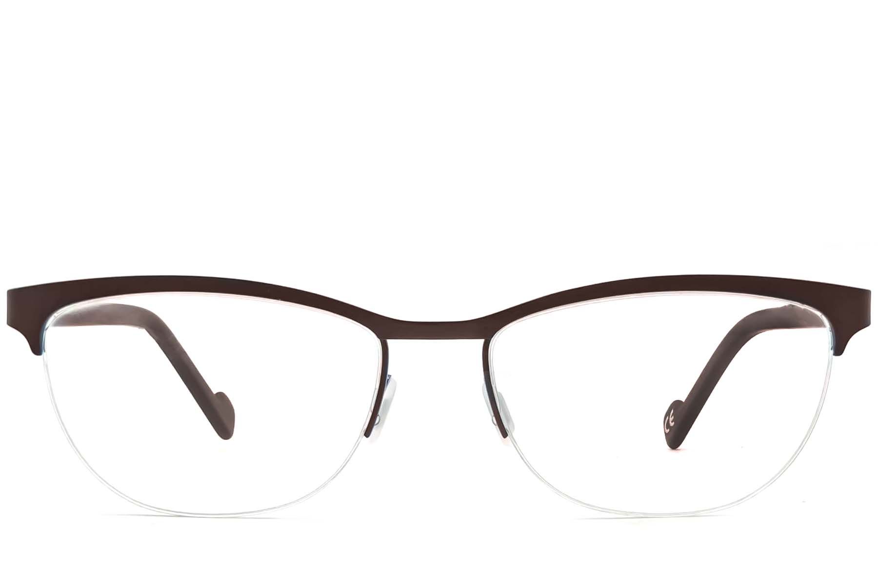 Semi-rimless Brown Acetate Glasses #BS2012-3618