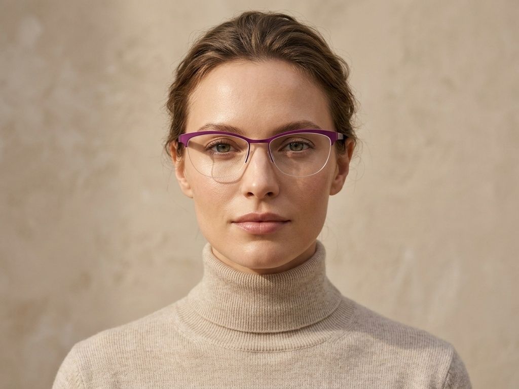 Semi-rimless Purple Acetate Glasses #BS2012-3621